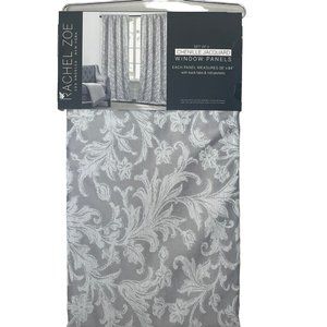 Rachel Zoe Chenille Jacquard Set of 2 Window Panels New Floral Silver/White